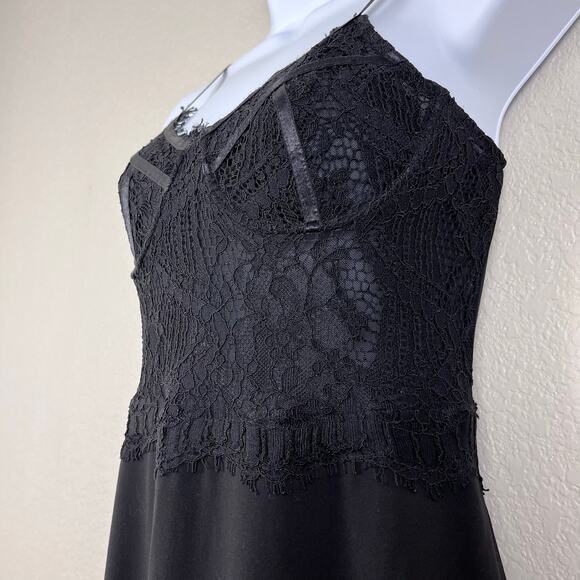 Bardot Jumpsuit Womens XXS Black Corset Wide Leg Sweetheart Lace Mesh Whimsigoth - Picture 4 of 9